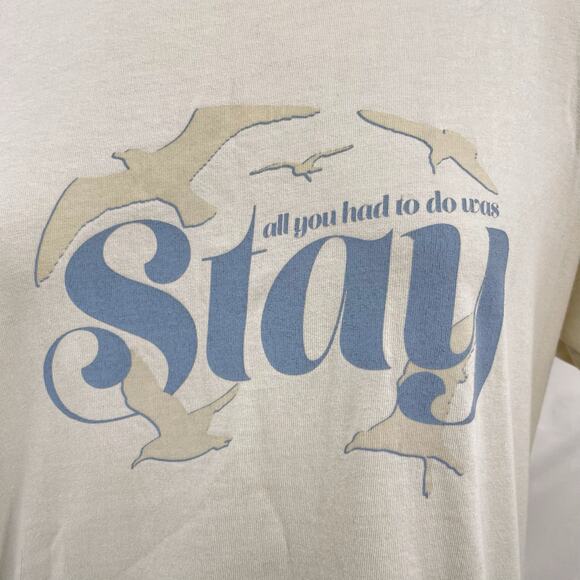 Taylor Swift 1989 Yellow Photo Tee Stay Album Seagulls Distressed Size S - Picture 3 of 10